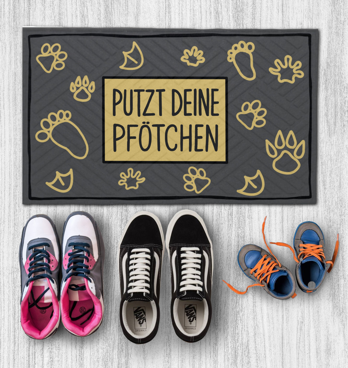 Fußmatte Putzt deine pfötchen Dunkel